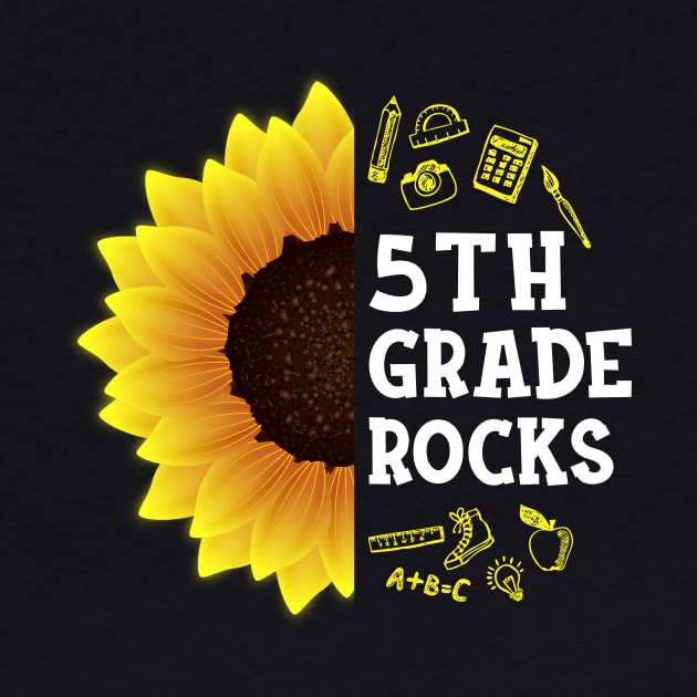 Sunflower 5th Grade Rocks Shirt Teacher Student Kid Back To School by hardyhtud